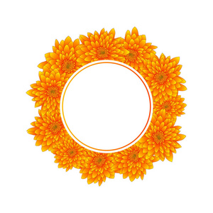 黄色菊花横幅花圈在白色背景被隔绝。矢量插图