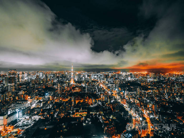 美丽的城市与建筑学和大厦在东京风景日本在晚上照片 正版商用图片09d9jt 摄图新视界
