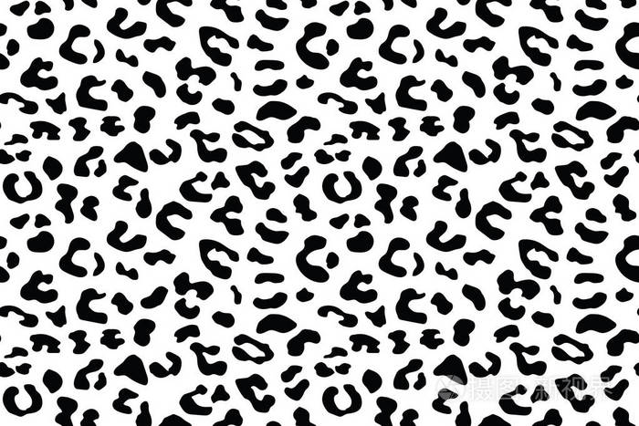 豹纹无缝图案.白色和黑色无缝.动物指纹矢量背景