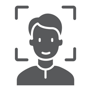 eps 10脸 id 细线图标, 人脸识别和人脸识别, 面扫描符号, 矢量托形