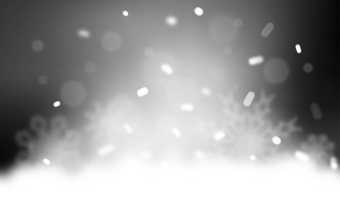 浅灰色向量背景与圣诞节雪花。闪亮的彩色插图与雪在圣诞节风格。广告海报横幅的新年设计