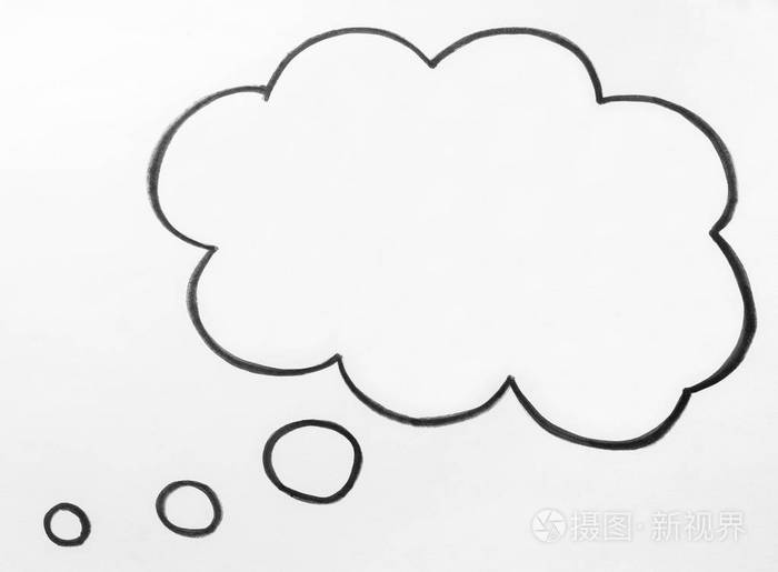 思想云和思维语音气泡手画在纸上