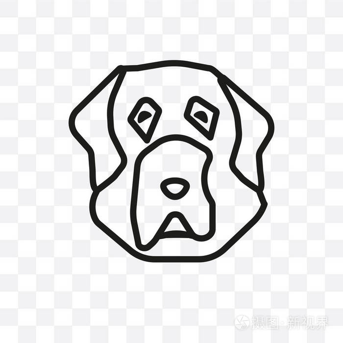 插画 藏式马士提夫犬矢量线性图标隔离在透明背景上, 藏羚羊透明概念