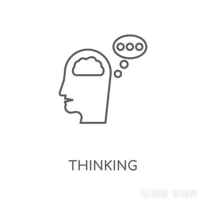 思考线性图标.思维概念笔画符号设计.