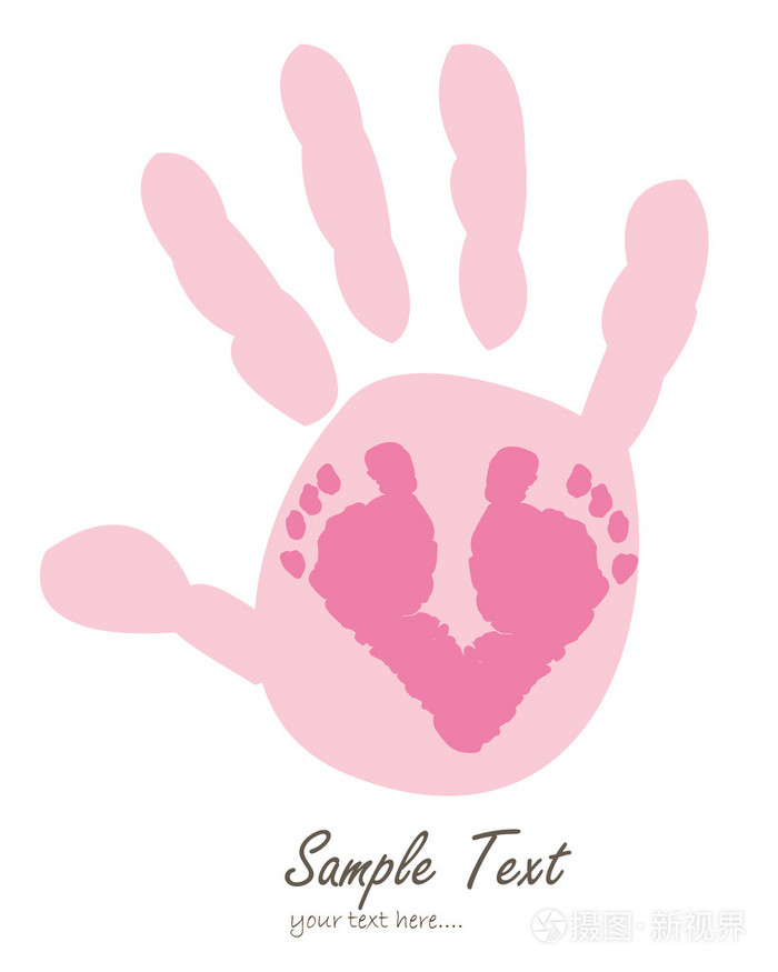 婴儿的手印和脚印矢量背景
