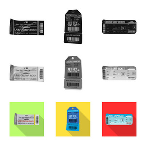 独立的门票和入场标志对象。门票和事件股票矢量图的收集