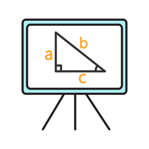 白板颜色图标。学校董事会与起草三角形。几何。孤立向量插图