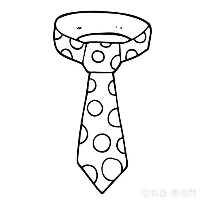 线条画卡通印花领带