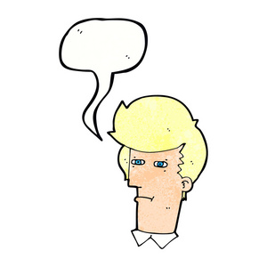 卡通漫画的人眯眼睛与讲话泡泡照片