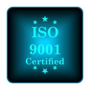 Iso9001 图标。白色背景上的互联网按钮