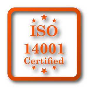 Iso14001 图标。白色背景上的互联网按钮