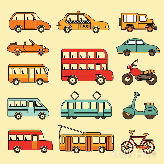 汽车和公共汽车的集合