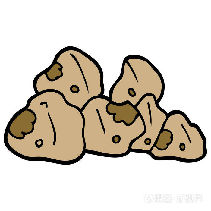 在白色背景的动画片涂鸦巨石