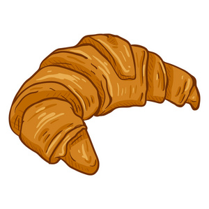 矢量单卡通例证-硬壳新鲜羊角面包在白色背景照片