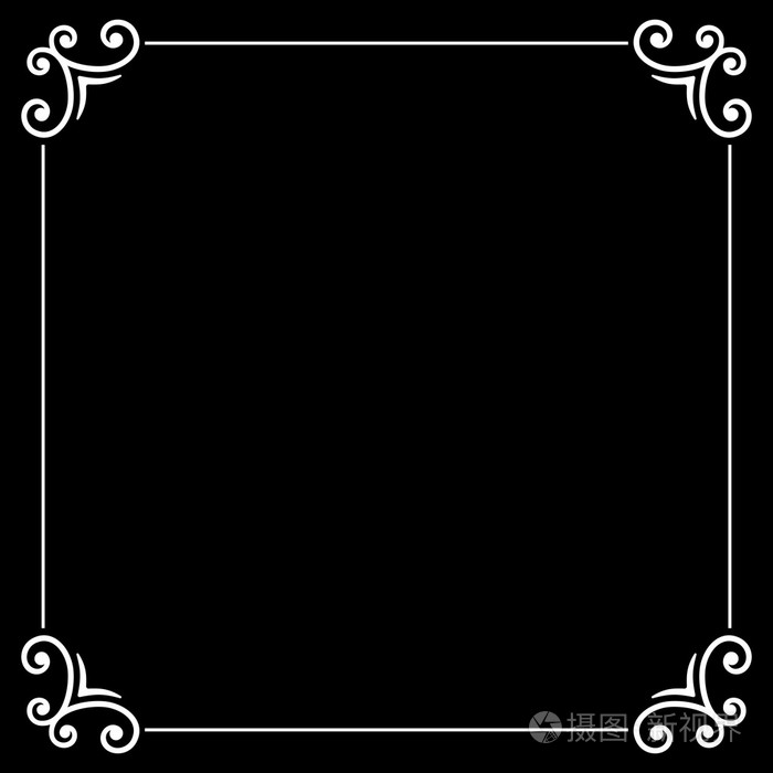 复古的无声电影书法框架在黑色屏幕上矢量