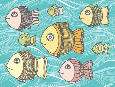 捞金鱼漫画图片