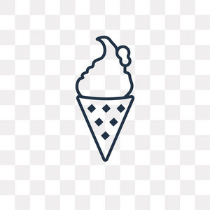 冰淇淋矢量轮廓图标隔离在透明的背景下, 高品质线性冰淇淋透明度概念可以使用网络和手机
