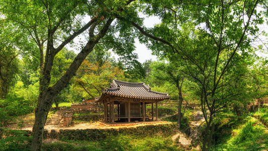 传统的韩庙屋和宝塔