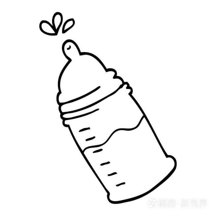 线条画动画片婴儿奶瓶