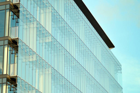 当代建筑的抽象片段, 由玻璃和混凝土构成的墙壁。现代办公大楼玻璃幕墙