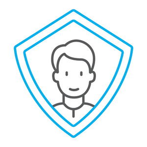 脸部 id 保护细线图标, 人脸识别和人脸识别, 面扫描符号, 矢量图形