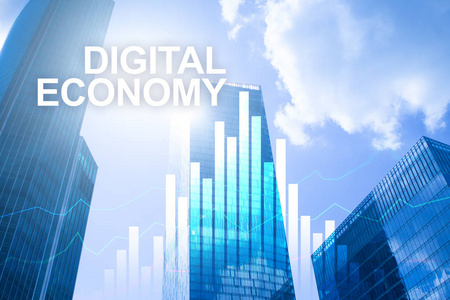 数字经济数字经济与模糊背景下的金融技术概念照片