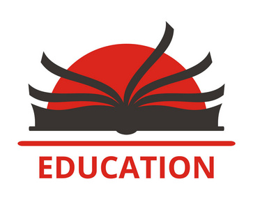 红黑彩书剪影图书馆人学生头毕业学术教育回到学校大学设计图标插图