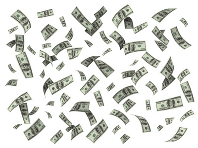 一百美元条例草案雨的一百美元的钞票照片