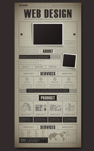 复古文档样式单页网站模板图片