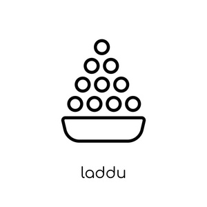 laddu 图标。时尚现代平面线性向量 laddu 图标在白色背景从细线印度汇集, 可编辑的概述冲程向量例证