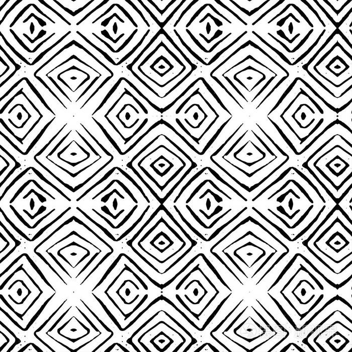 linocut菱形瓷砖矢量无缝图案