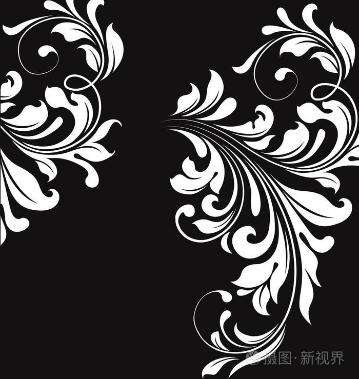 复古的邀请卡与华丽典雅复古抽象花卉设计.矢量插图