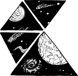 黑白图像的空间。宇宙宇宙的几何模式