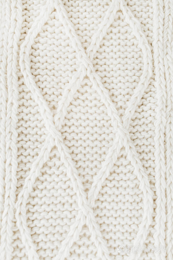 白色羊毛衫冬季毛衣纹理特写镜头