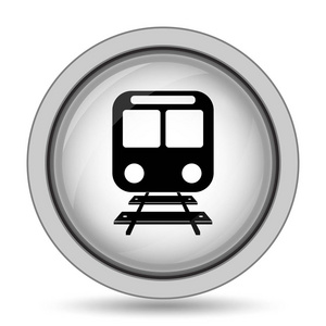 火车图标。白色背景上的互联网按钮
