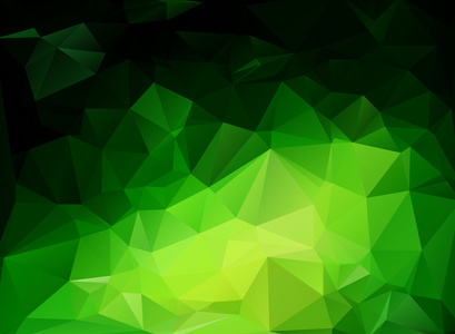 绿色暗光多边形马赛克背景，矢量插画，商业设计模板