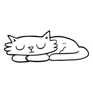 线条画卡通睡眠猫图片
