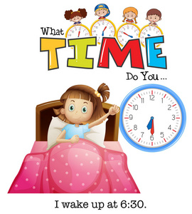 六点时钟一个女孩在六点半醒来插图照片