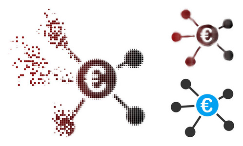 溶解像素半色调欧元链接图标