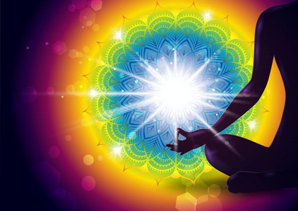 手印瑜伽吉安装饰曼陀罗-效果和梯度网格-eps 10照片