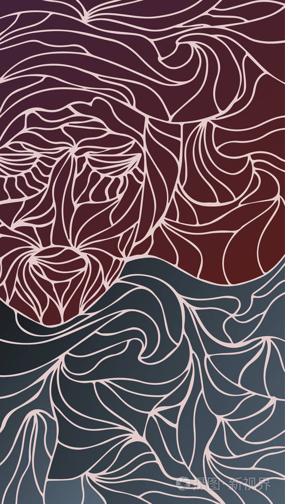 垂直向量马赛克手绘的抽象例证波浪象样式