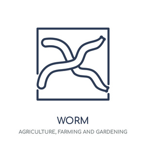 蠕虫图标。蠕虫线性标志设计从农业, 农业和园艺汇集。简单的大纲元素向量例证在白色背景