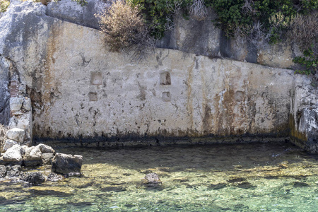 透视拍摄的历史房子废墟, 这是属于地中海时利西亚人的下沉