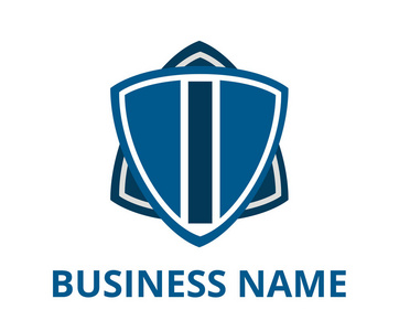 蓝色简单三角盾形六角星标志图形设计以现代清洁的样式为保护或安全