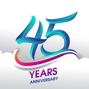 45周年纪念庆典标志, 生日矢量设计