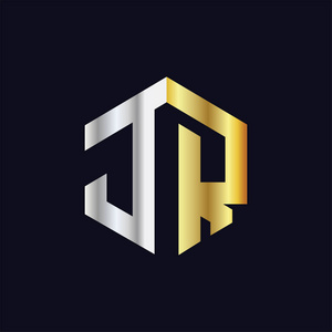 jr 首字母六角标志向量插画