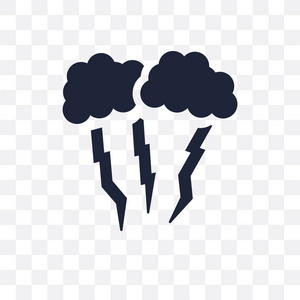 闪电透明图标。闪电符号设计从天气集合。简单的元素向量例证在透明背景