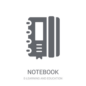 笔记本图标。时尚笔记本标志概念上的白色背景从电子学习和教育收藏。适用于 web 应用移动应用和打印媒体