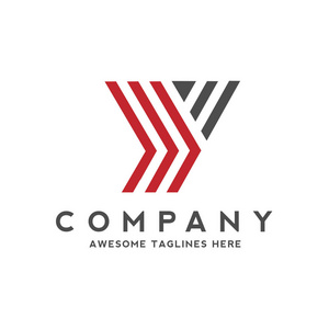 具有几何三条徽标概念的创意大写字母 y照片