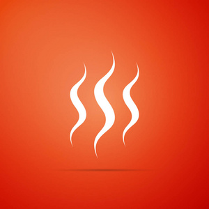 在橙色背景上隔离的蒸汽图标.平面设计.矢量插图照片